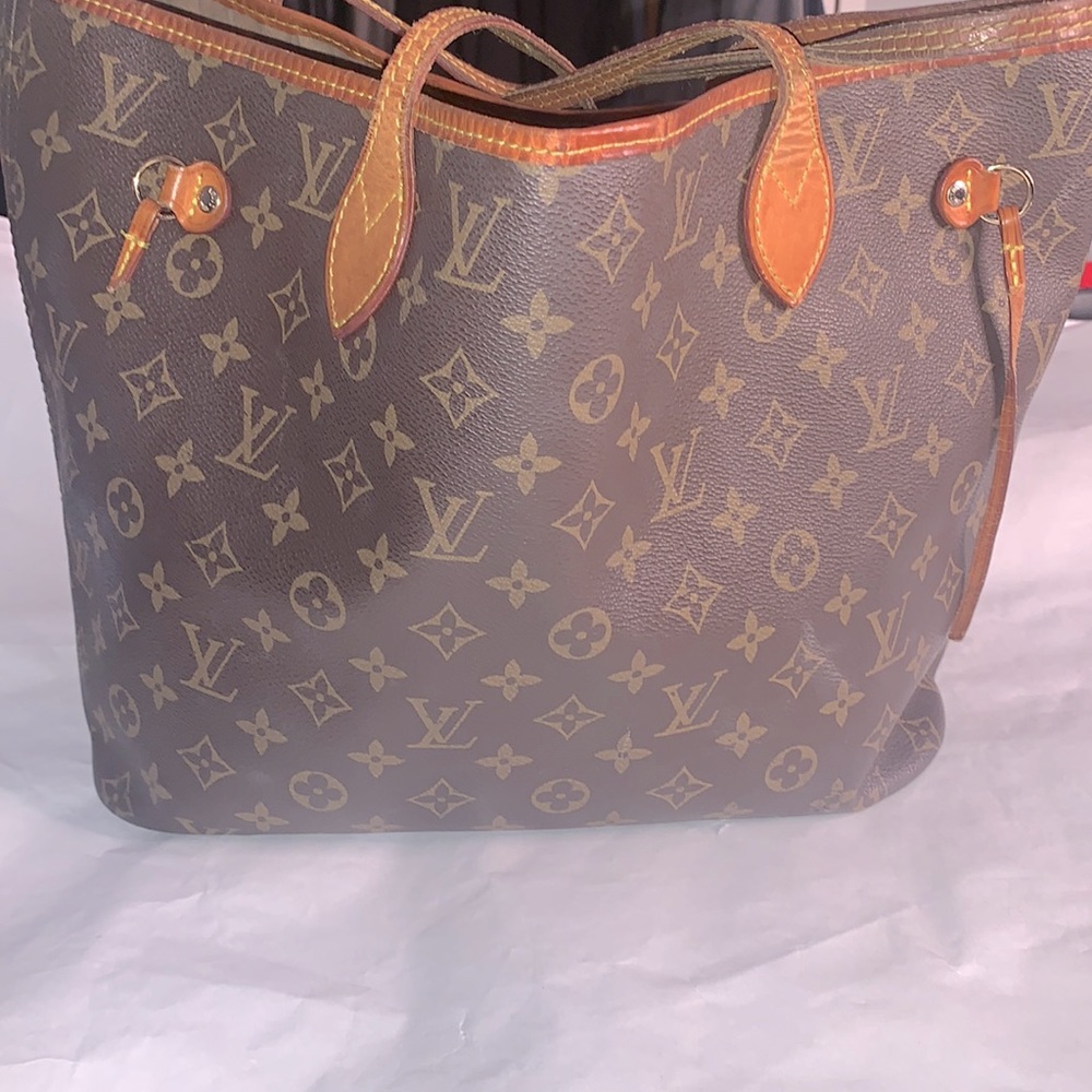 Sale 🎈Louis Vuitton Tote Neverfull Mm Monogram Canvas Tote Tan..